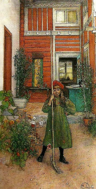 Carl Larsson brita med krattan- krattning Germany oil painting art